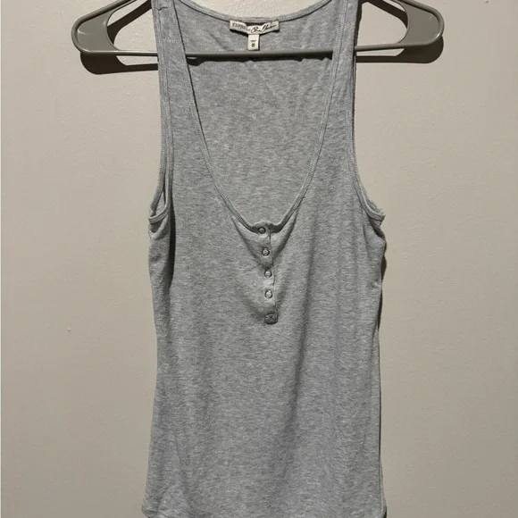 Express Heather Gray Buttoned Tank Top - Picture 1 of 4
